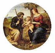 RAFFAELLO Sanzio Hl. Familie unter einer Palme, Tondo oil on canvas